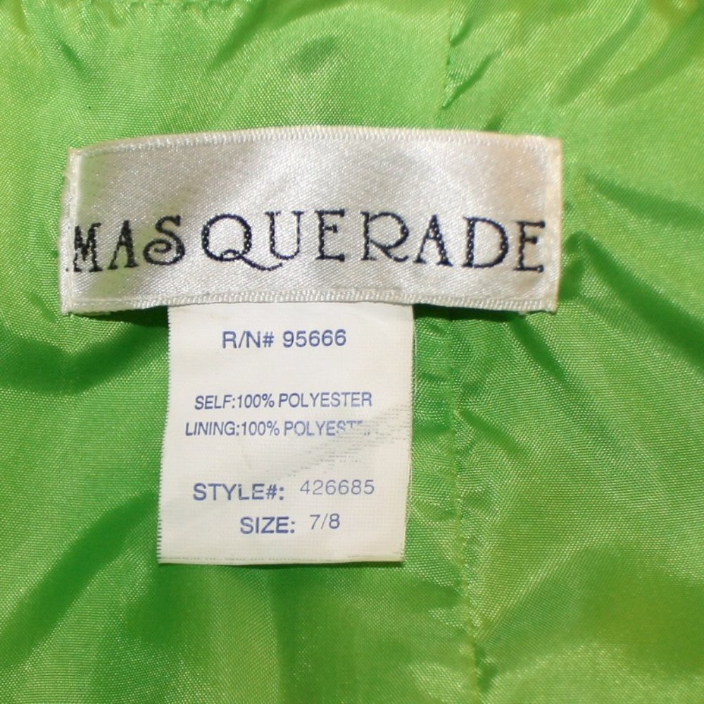 MASQUERADE Dress Prom Beaded Homecoming Pick Up Maxi Ball Gown Lime Green Size 7 - Picture 8 of 16